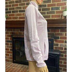 Eddie Bauer Women Grid Fleece Zip Neck Shirt Long Sleeve Pink Comfort Small New